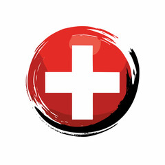 Obraz premium Swiss Flag Grunge Design Logo Vector isolated on white background.