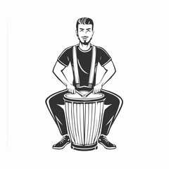 Man Playing Conga Drums Image vector. Illustration of musical image.