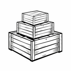Vintage Wooden Crates Stacked Image Vector Isolated on a White Background.