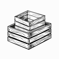 Vintage Wooden Crates Stacked Image Vector Isolated on a White Background.