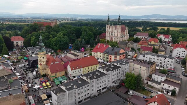 Poland city drone shot