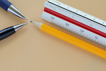 Pencil concept. Close up on stationary.
