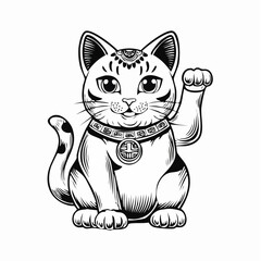 Chinese Lucky Cat Images Vector Isolated on white Background.