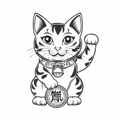 Chinese Lucky Cat Images Vector Isolated on white Background.