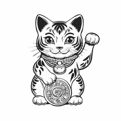 Obraz premium Chinese Lucky Cat Images Vector Isolated on white Background.