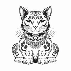 Chinese Lucky Cat Images Vector Isolated on white Background.