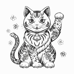 Chinese Lucky Cat Images Vector Isolated on white Background.