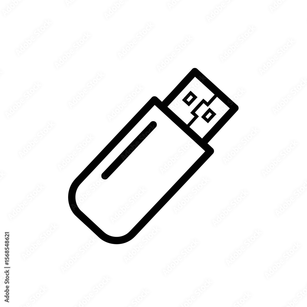 Aufkleber usb flash drive icon in minimalist style on transparent background