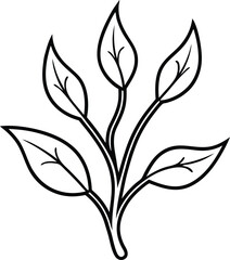 Simple Green Plant Branch with Five Leaves - Nature, Growth, Environment & Organic Outline Icon