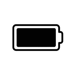 Battery Icon in Black and White Design on Transparent Background  