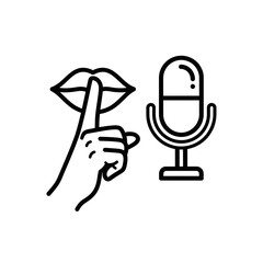 Silent Communication Gesture with Microphone Icon  