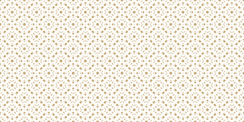 Abstract golden vector ornamental seamless pattern. Floral geometric mosaic texture in oriental style. Gold and white luxury background. Subtle minimal repeating design for decor, print, wallpaper