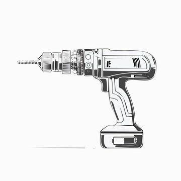 black and white drill on white background clip art preview