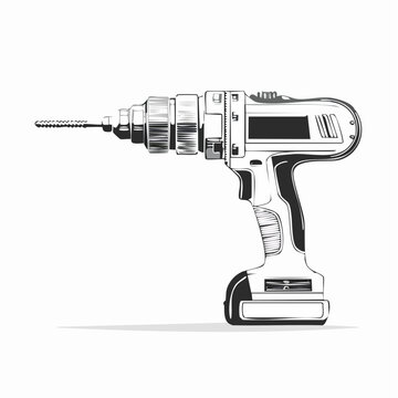 black and white drill tool clip art preview