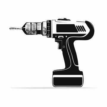 black cordless drill isolated on white clip art preview