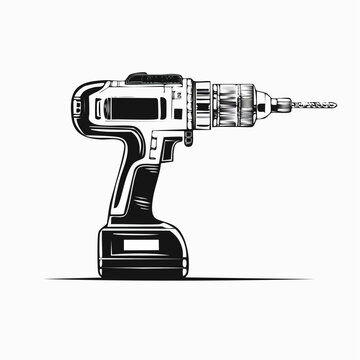 black and white drill tool clip art preview