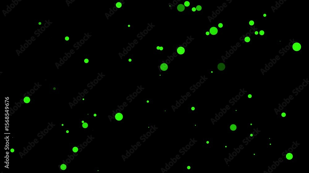 Poster 4k green particles flowing horizontal on black background loop