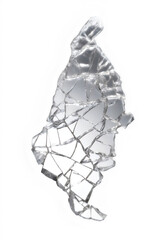 Broken glass shards on transparent background