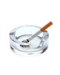 Ash cigarette smoking on transparent background