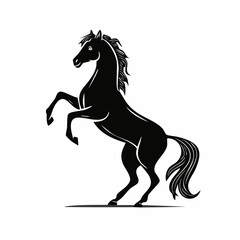 Horse Stand On Hind Legs On Image vector isolated on White Background.