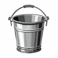 Rustic metal bucket Image Vector isolated on white background