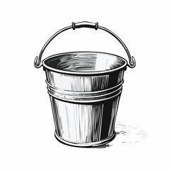 Rustic metal bucket Image Vector isolated on white background © kalogr