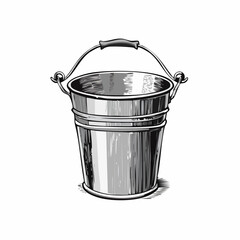 Rustic metal bucket Image Vector isolated on white background
