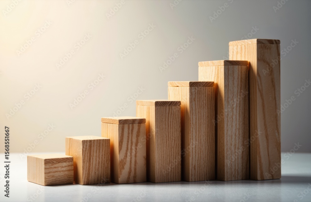 Poster a series of wooden blocks arranged in ascending order creating a bar graph shape