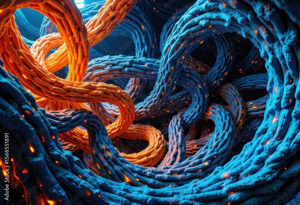 Aufkleber abstract colorful twisted ropes with glowing accents creating a vibrant, dynamic scene