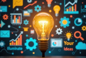 A glowing light bulb symbolizes innovation and creativity in business ideas