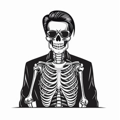 Skeleton Microphone Vector. Singer Skeleton Stock Illustrations