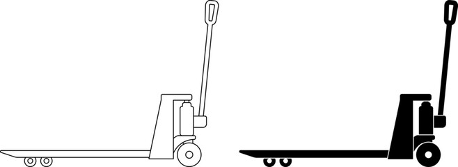 side view manual pallet jack icon set
