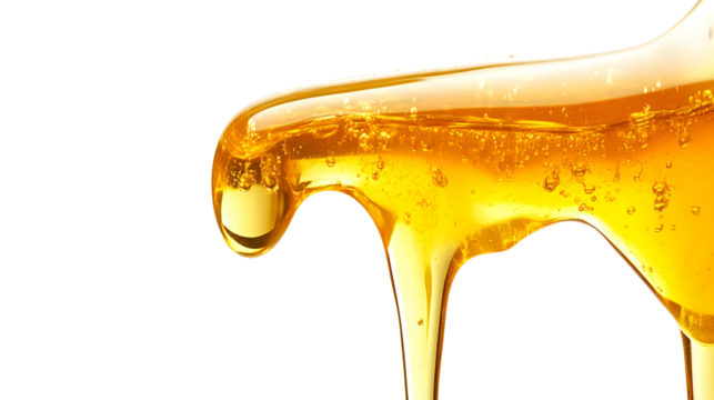 A yellow liquid is dripping from a container