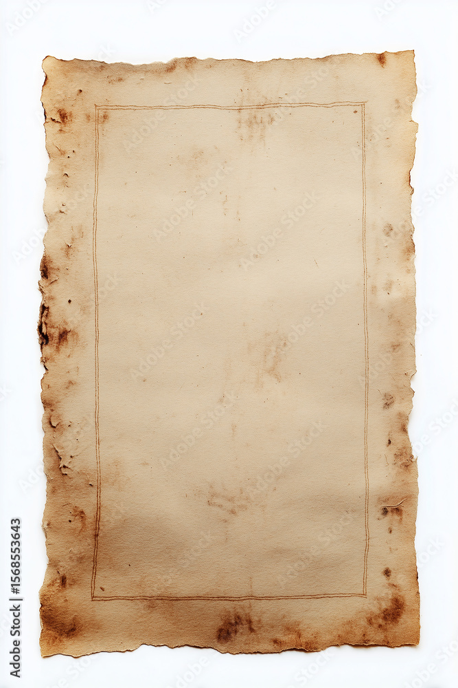 Poster old paper with burned edges and frame creating vintage background