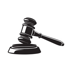 Gavel vector silhouette illustration logo art for legal and justice themes
