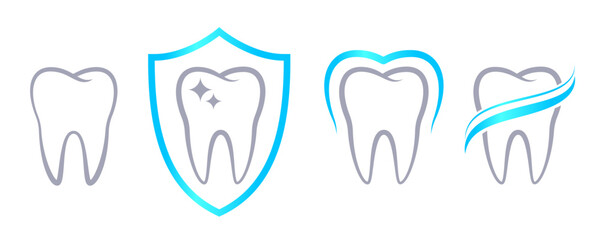 Tooth icon logo for oral health care. Vector tooth symbol for dental clinic, toothpaste, dental application, oral hygiene product, stomatology insurance, and dentist website