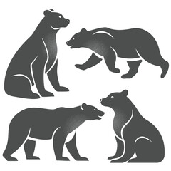 Bears silhouette set