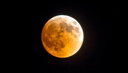 Blood Moon Lunar Eclipse with Full Moon, Orange Glow, Dark Night Sky, Space, and Astronomy.