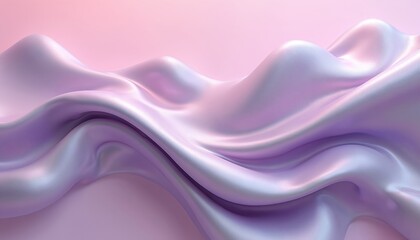 Obraz premium Abstract illustration flowing lavender, pink liquid waves with smooth, iridescent texture. Modern, futuristic design features glossy, holographic sheen, perfect for contemporary backgrounds, banners.