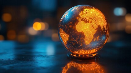A symbolic glowing globe overlay representing global vaccination efforts, dramatic tones