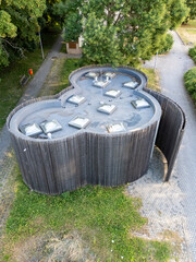 The building has organic shapes that completely contradict the conventional perception of public...