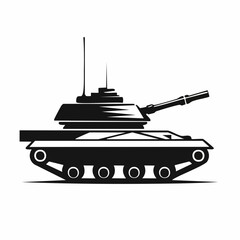 Fototapeta premium War Tank Vector. Black and white War Tank Vector on white background.