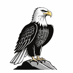 Eagle Sits On Rock Vector Image isolated on white background.