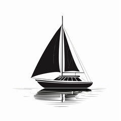 Silhouette of a Peaceful Sailboat Drifting Gracefully in the Middle of the Vast Ocean