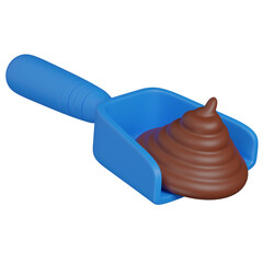 3d render poop and scoop icon 