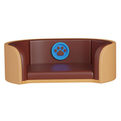 3D render Dog Bed with Paw Print Emblem icon 