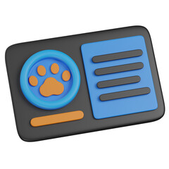 3D rendered pet ID card  icon 