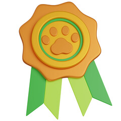 3d render  Award Badge with Ribbons icon 
