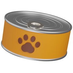 3d render Canned Cat Food with Paw Print Illustration