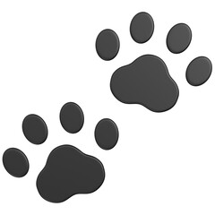 3d render Black Paw Prints icon 